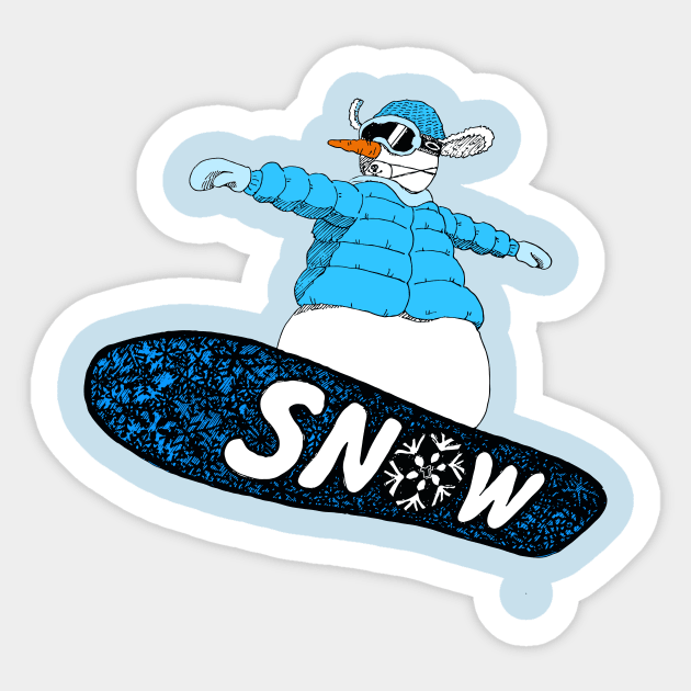 snowman on the board (blue) Sticker by justduick